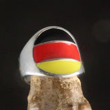 German Flag Ring perfectly crafted Men's National Flag Ring Germany - Sterling Silver - BikeRing4u