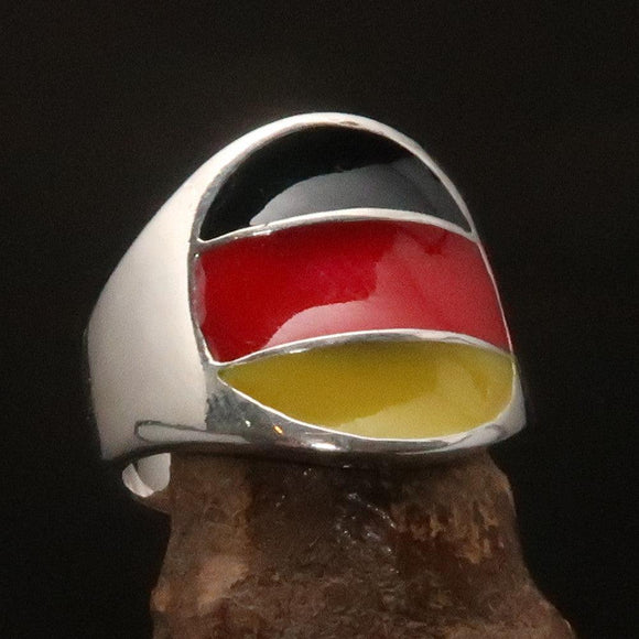 German Flag Ring perfectly crafted Men's National Flag Ring Germany - Sterling Silver