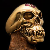 Excellent crafted Men's red 1% Zombie Skull Outlaw Biker Ring - solid Brass - BikeRing4u