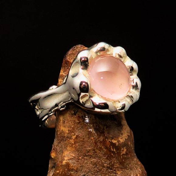 Rose Quartz Ring, Artwork Ring, Sterling Silver Ring, pink Rose quartz, handmade jewelry, unique design, gift for her, marked 925 - Size 8.5