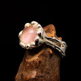 Rose Quartz Ring, Artwork Ring, Sterling Silver Ring, pink Rose quartz, handmade jewelry, unique design, gift for her, marked 925 - Size 8.5