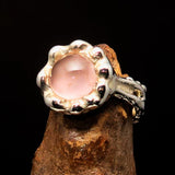 Rose Quartz Ring, Artwork Ring, Sterling Silver Ring, pink Rose quartz, handmade jewelry, unique design, gift for her, marked 925 - Size 8.5