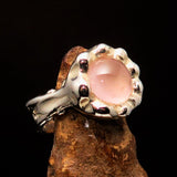 Rose Quartz Ring, Artwork Ring, Sterling Silver Ring, pink Rose quartz, handmade jewelry, unique design, gift for her, marked 925 - Size 8.5