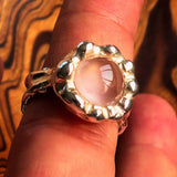 Rose Quartz Ring, Artwork Ring, Sterling Silver Ring, pink Rose quartz, handmade jewelry, unique design, gift for her, marked 925 - Size 8.5