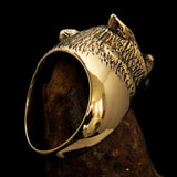 Perfectly crafted Men's howling Wolf Pinky Ring - antiqued Brass - BikeRing4u