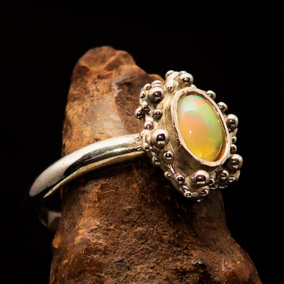 Opal Ring, Sterling Silver Ring, Solitaire Ring, oval shaped Opal, unique design, 925 Ring, handmade gemstone ring, gift for her - Size 10