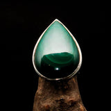 Green Malachite Ring, Unisex Ring, handmade silver ring, silver ring, 925 sterling silver ring, unique ring, Pear shaped Cabochon, Size 8