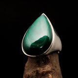 Green Malachite Ring, Unisex Ring, handmade silver ring, silver ring, 925 sterling silver ring, unique ring, Pear shaped Cabochon, Size 8