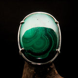 Malachite Ring, big Mens Ring, handmade silver ring, silver mens ring, 925 sterling silver ring, gift for him, Oval silver ring - Size 10