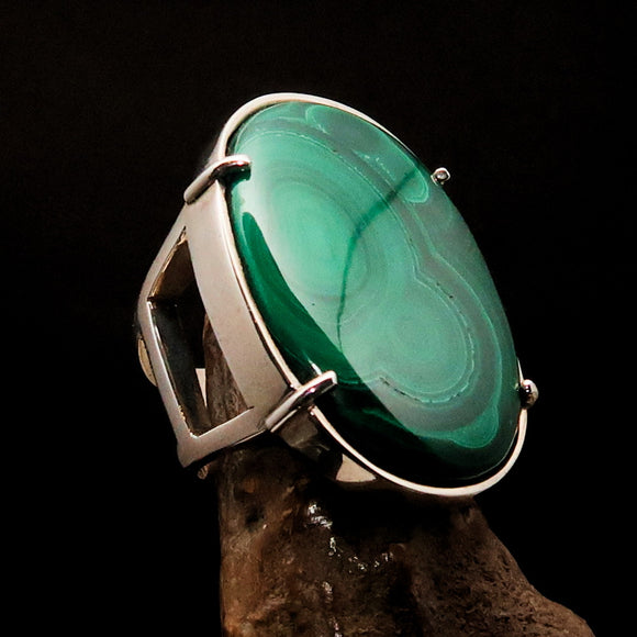 Malachite Ring, big Mens Ring, handmade silver ring, silver mens ring, 925 sterling silver ring, gift for him, Oval silver ring - Size 10