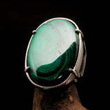 Malachite Ring, big Mens Ring, handmade silver ring, silver mens ring, 925 sterling silver ring, gift for him, Oval silver ring - Size 10