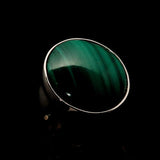 Green Malachite Ring, handmade silver ring, unique ring, round shaped Mirror polished Sterling Silver Ring with Green Malachite - Size 10