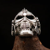 Excellent crafted Men's Biker winged Viking Skull Ring - antiqued Sterling Silver - BikeRing4u