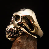 Excellent crafted Men's black 1% Zombie Skull Outlaw Biker Ring - solid Brass - BikeRing4u