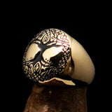 Excellent crafted ancient Men's black Tree of Life Ring - Solid Brass - BikeRing4u