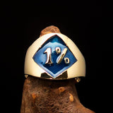Excellent crafted Men's blue Outlaw Biker Ring Diamond 1% - Solid Brass - BikeRing4u