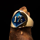 Excellent crafted Men's blue Outlaw Biker Ring Diamond 1% - Solid Brass - BikeRing4u