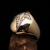 Excellent crafted Men's Medical Doctor Seal Pinky Ring - antiqued Brass - BikeRing4u