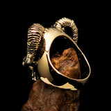Excellent crafted Men's 1% Ram Skull Outlaw Biker Ring - antiqued Brass - BikeRing4u