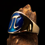 Excellent crafted Men's blue Greek Letter PI Pinky Ring - Solid Brass - BikeRing4u