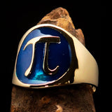 Excellent crafted Men's blue Greek Letter PI Pinky Ring - Solid Brass - BikeRing4u