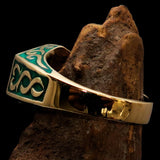 Perfectly crafted " as known as" Synonym Men's Ring green AKA - solid Brass - BikeRing4u