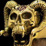 Excellent crafted Men's red 1% Ram Skull Outlaw Biker Ring - Solid Brass - BikeRing4u