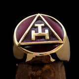 Excellent crafted ancient Men's Red Masonic Pinky Ring - Solid Brass - BikeRing4u