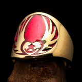 Nicely crafted Men's Claddagh Pinky Ring red winged heart Star Moon - solid Brass - BikeRing4u