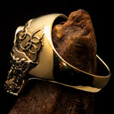 Excellent crafted Men's black 1% Runes Skull Outlaw Biker Ring - solid Brass - BikeRing4u