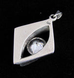 Diamond shaped round white CZ Pendant - Sterling Silver