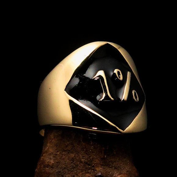 Excellent crafted Men's black Outlaw Biker Ring Diamond 1% - Solid Brass - BikeRing4u