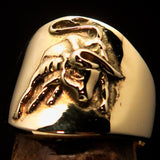 Excellent crafted Men's wild Bull Buffalo Pinky Ring - solid Brass - BikeRing4u