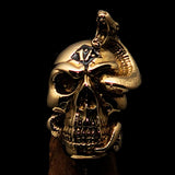 Excellent crafted Men's black 1% Snake Skull Outlaw Biker Ring - solid Brass - BikeRing4u