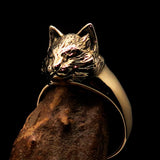 Excellent crafted happy sleeping Cat Pinky Ring - antiqued Brass - BikeRing4u