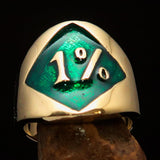 Excellent crafted Men's green Outlaw Biker Ring Diamond 1% - Solid Brass - BikeRing4u