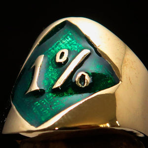 Excellent crafted Men's green Outlaw Biker Ring Diamond 1% - Solid Brass - BikeRing4u