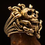 Excellent crafted Men's Medusa Head Skull Ring - antiqued Brass - BikeRing4u