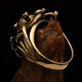 Excellent crafted Men's Medusa Head Skull Ring - antiqued Brass - BikeRing4u