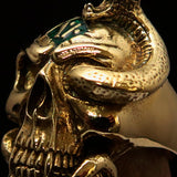 Excellent crafted Men's green 1% Snake Skull Outlaw Biker Ring - solid Brass - BikeRing4u
