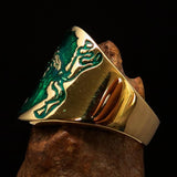 Excellent crafted Men's green National Flag Ring Corsica - solid Brass - BikeRing4u