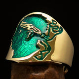 Excellent crafted Men's green National Flag Ring Corsica - solid Brass - BikeRing4u
