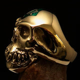 Excellent crafted Men's green 1% Zombie Skull Outlaw Biker Ring - solid Brass - BikeRing4u