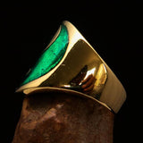 Excellent crafted Men's green Yin Yang Pinky Ring - Solid Brass - BikeRing4u