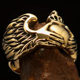 Excellent crafted Claddagh winged heart and Crown Men's Ring - Solid Brass - BikeRing4u