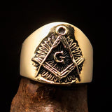 Men's ancient Square Compasses Masonic Ring Freemason G - Solid Brass - BikeRing4u