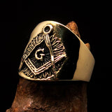 Men's ancient Square Compasses Masonic Ring Freemason G - Solid Brass - BikeRing4u