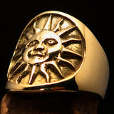 Excellent crafted shiny ancient Men's Inca Sun Aztec Pinky Ring - solid Brass - BikeRing4u