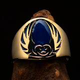 Nicely crafted Men's Claddagh Pinky Ring blue winged heart Star Moon - solid Brass - BikeRing4u