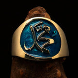 Perfectly crafted Men's blue Muhammad Muslim Pinky Ring - solid Brass - BikeRing4u